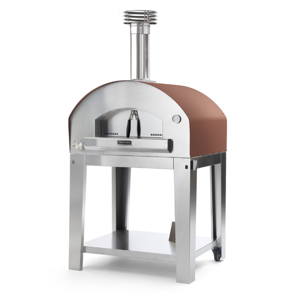 Fontana Forni Mangiafuoco Pizza Oven Dual Fuel Countertop With Trolley Rosso ovens for pizza