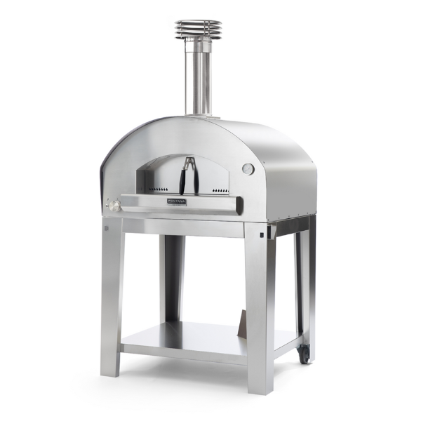 Fontana Forni Mangiafuoco Pizza Oven Dual Fuel Countertop With Trolley Stainless Steel ovens for pizza