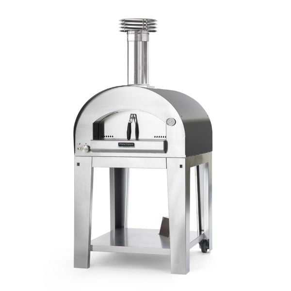 Fontana Forni Margherita Pizza Oven Dual Fuel Countertop with Trolley Anthracite _ ovens for pizza