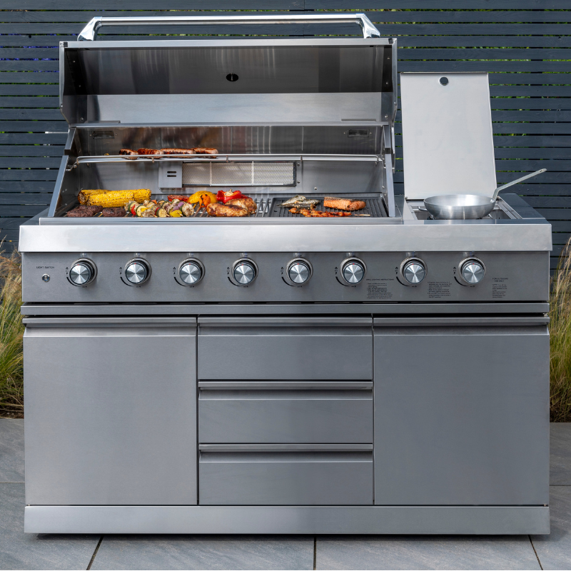 Norfolk Grills Absolute 600 Outdoor Kitchen Gas BBQ 6 Burner with Side Burner