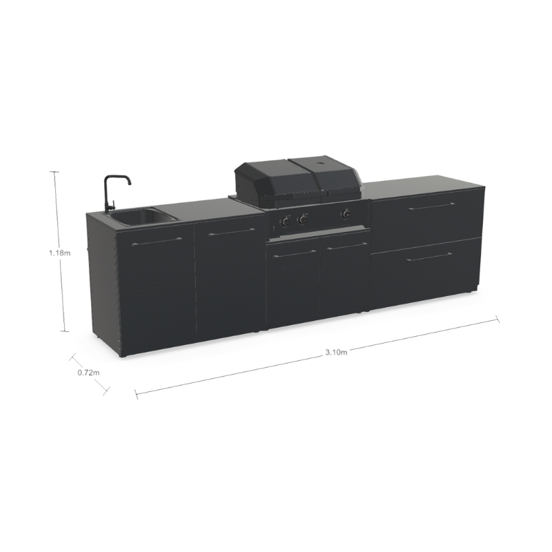 Cozze Elements Modular Outdoor Kitchen - BBQ Gas Grill, Storage & Sink