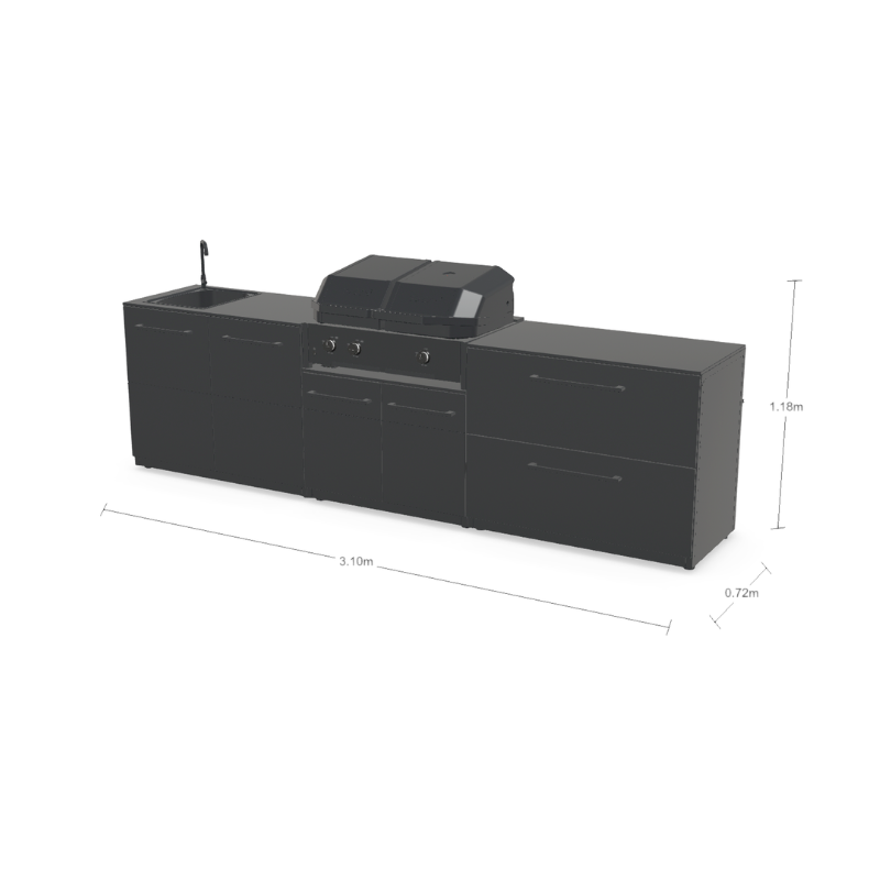 Cozze Elements Modular Outdoor Kitchen - BBQ Gas Grill, Storage & Sink