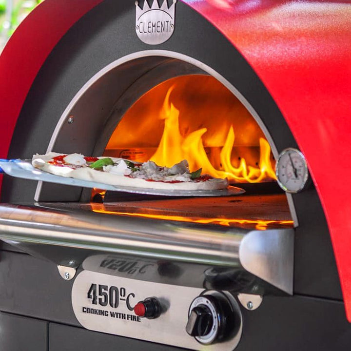 Clementi Family Gas Fired Pizza Oven Red Lifestyle Shot