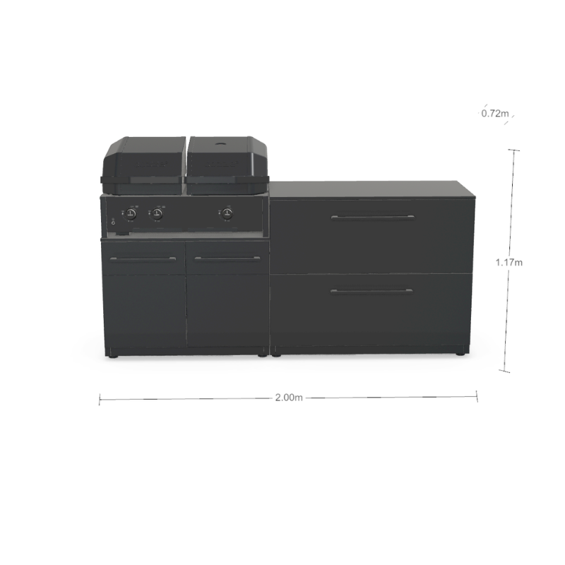 Cozze Elements Modular Outdoor Kitchen - Quattro 900 Grill with Storage