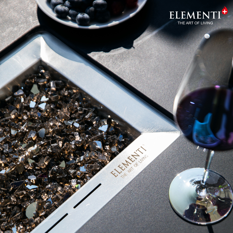 Elementi Fire Varna Black Marble Porcelain Fire Pit Table