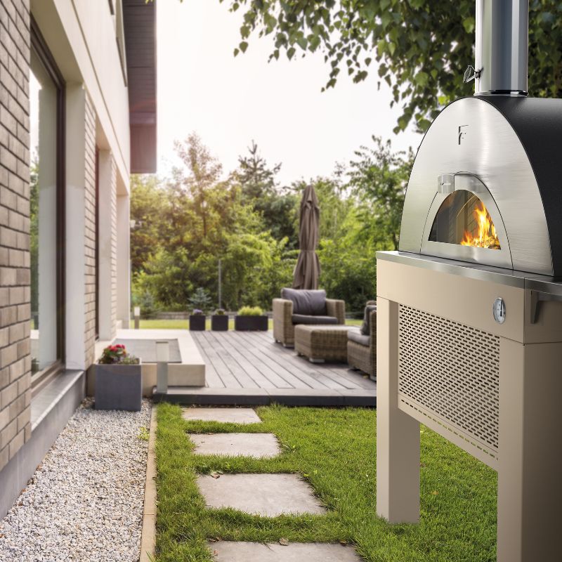 Fontana Forni Bellagio Wood Pizza Oven Including Trolley