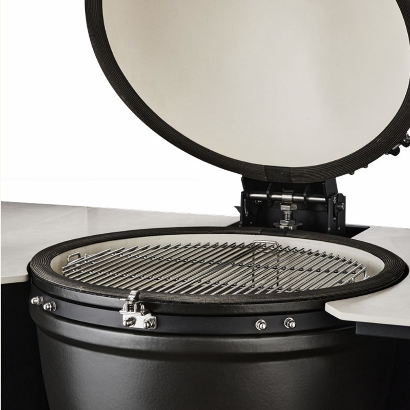 Fontana Forni Ignes Outdoor Modular Kitchen - 4 Burner Gas BBQ, Fridge, 24 Inch Kamado & Double Drawer Mid Storage