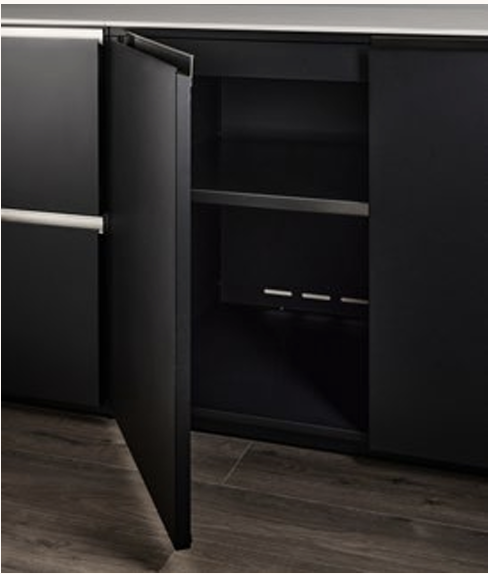 Fontana Forni Ignes Outdoor Modular Kitchen - 4 Burner Gas BBQ, Fridge, 24 Inch Kamado & Double Door Mid Storage