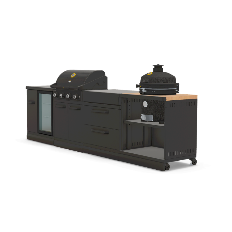 GRLLR Modular Outdoor Kitchen - G4S Prime BBQ,  Fridge Unit, Storage Unit and Kamado Unit