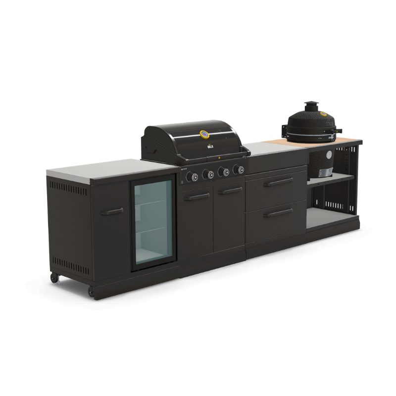 GRLLR Modular Outdoor Kitchen - G4S Prime BBQ,  Fridge Unit, Storage Unit and Kamado Unit