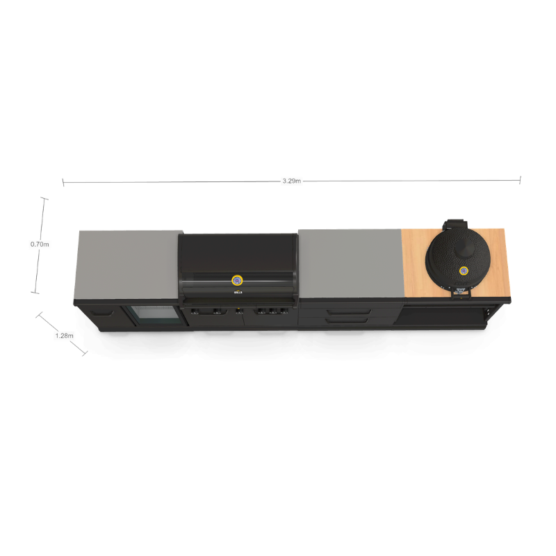 GRLLR Outdoor Modular Kitchen - G5S Prime BBQ, Fridge, Storage Unit and Kamado Unit