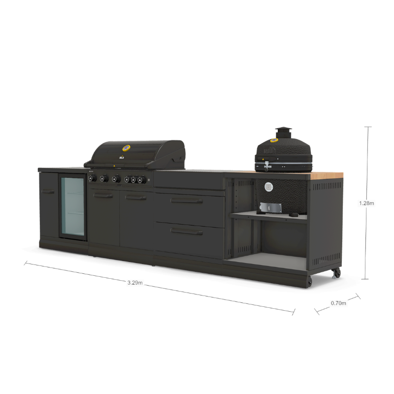 GRLLR Outdoor Modular Kitchen - G5S Prime BBQ, Fridge, Storage Unit and Kamado Unit