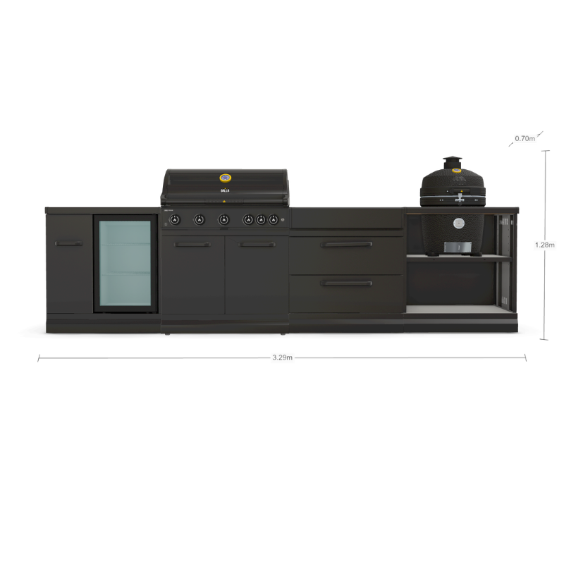GRLLR Outdoor Modular Kitchen - G5S Prime BBQ, Fridge, Storage Unit and Kamado Unit
