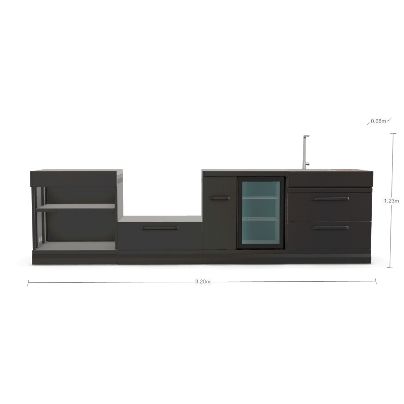 GRLLR Outdoor Kitchen - Kamado Unit, Sink, Fridge and Expansion Unit