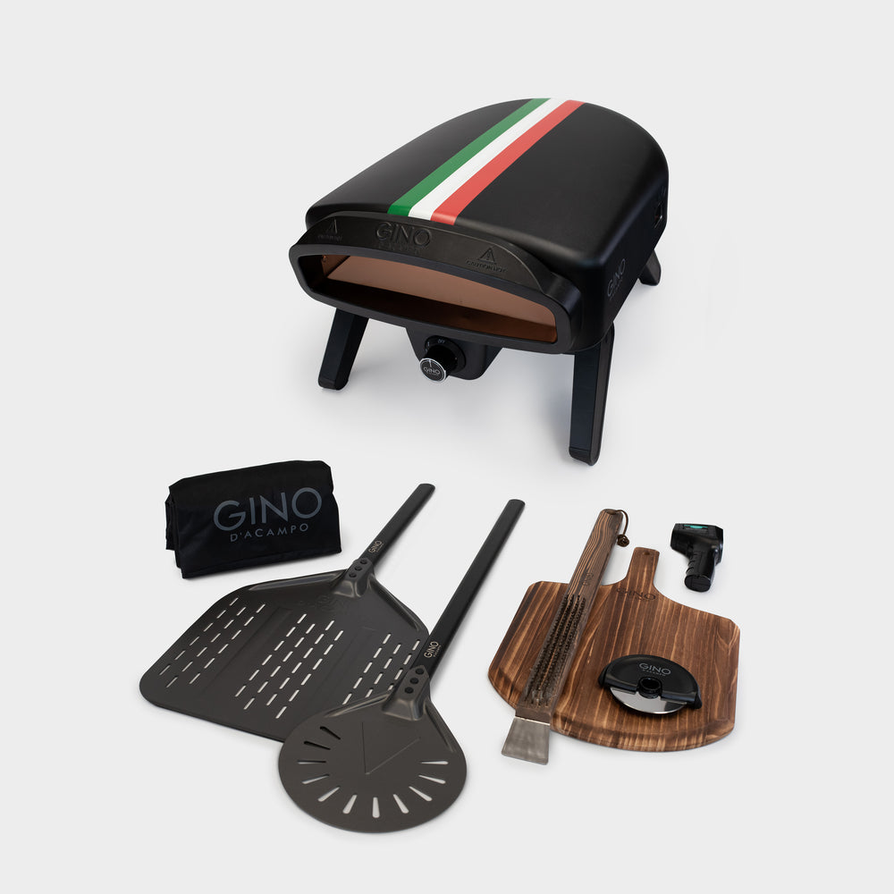 Gino D'Acampo Gas Fired Pizza Oven & Accessory Bundle + Free Gift Signed Gino Cookbook - Ember & Stonehouse