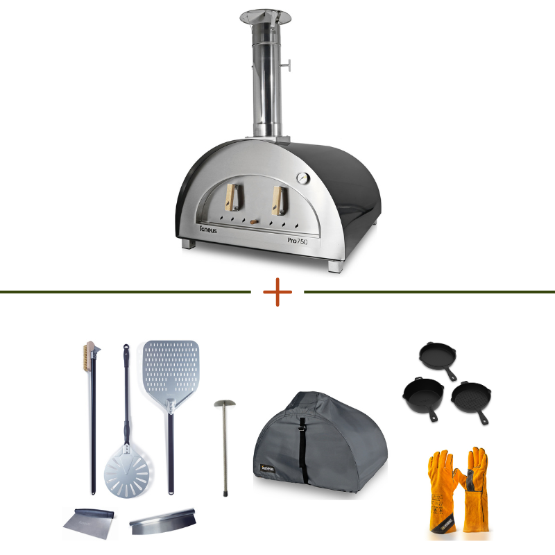 Igneus Pro 750 Wood Fired Oven & Accessories Premium Bundle Graphite