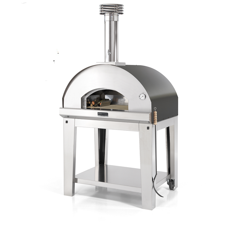 Fontana Mangiafuoco Anthracite Wood Pizza Oven Including Trolley_oven for pizza