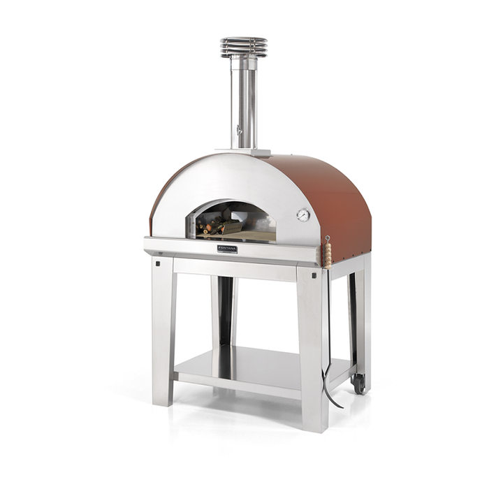 Fontana Mangiafuoco Rosso Wood Pizza Oven Including Trolley_oven for pizza