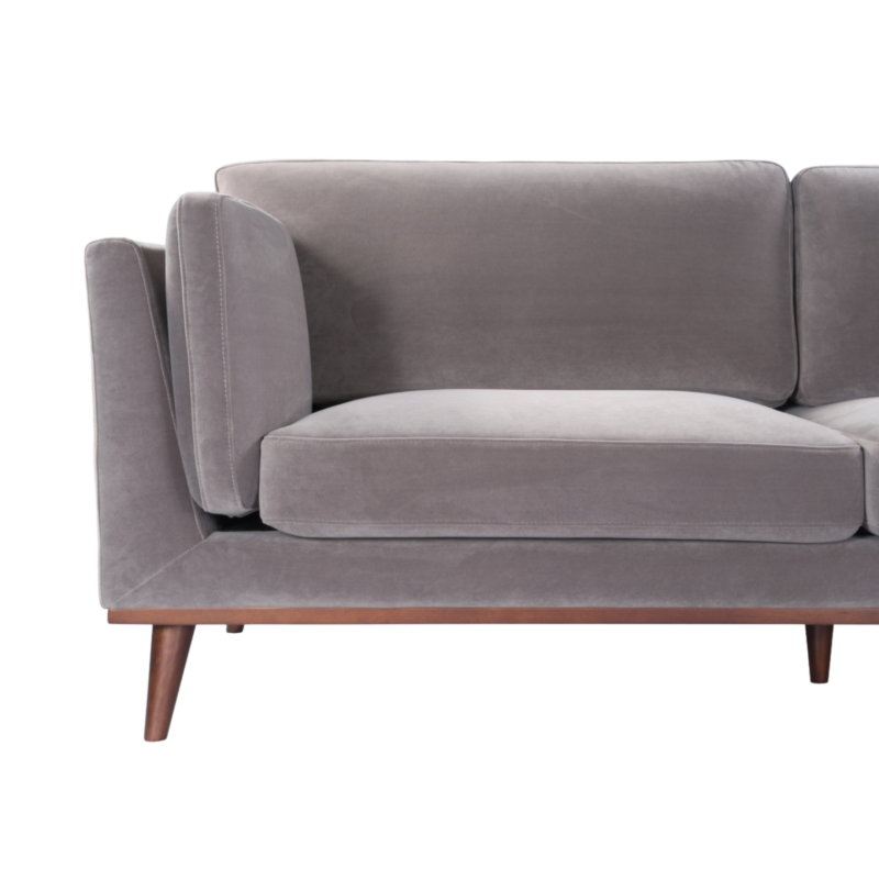 Mickey 3 Seater Sofa Stone Grey Velvet