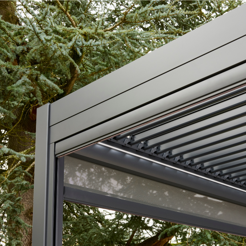 Nexus Pergola Bundle  - Grey Aluminium 3m x 4m with LEDs and 3 Screens