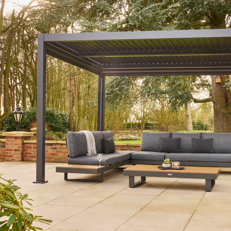 Nexus Pergola Bundle  - Grey Aluminium 3m x 4m with LEDs and 3 Screens