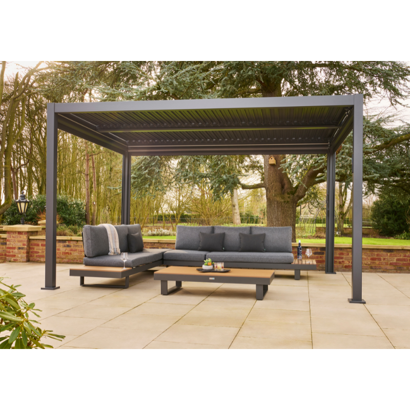 Nexus Pergola Bundle  - Grey Aluminium 3m x 4m with LEDs and 3 Screens