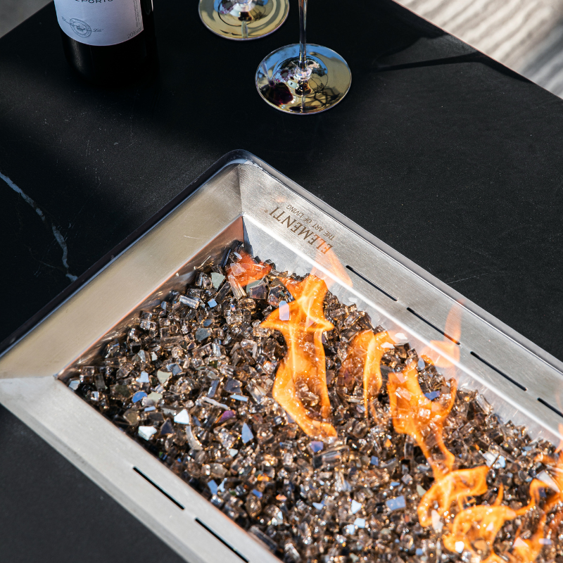 Elementi Fire Varna Black Marble Porcelain Fire Pit Table